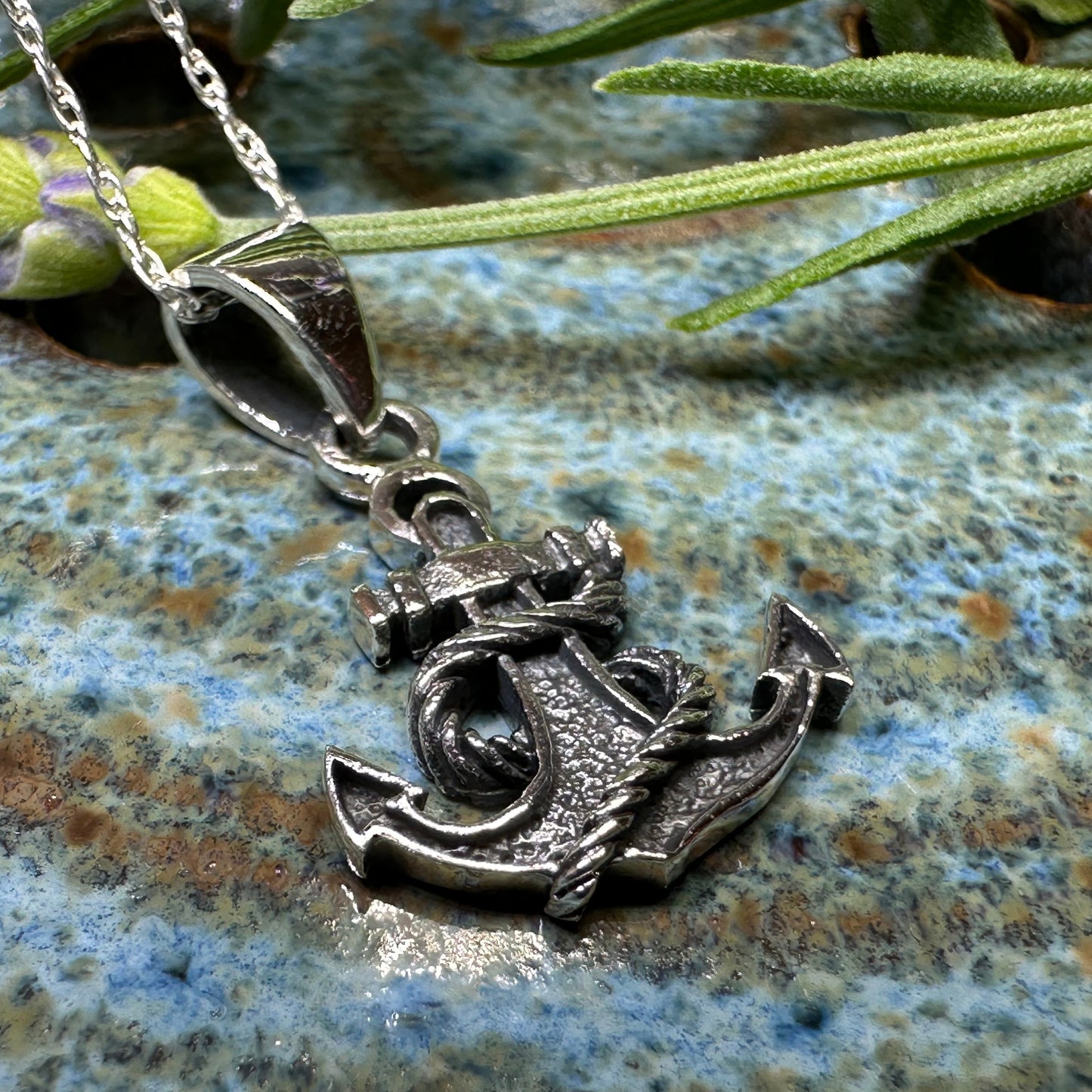 Pittenweem Petite Anchor Necklace in Sterling Silver
