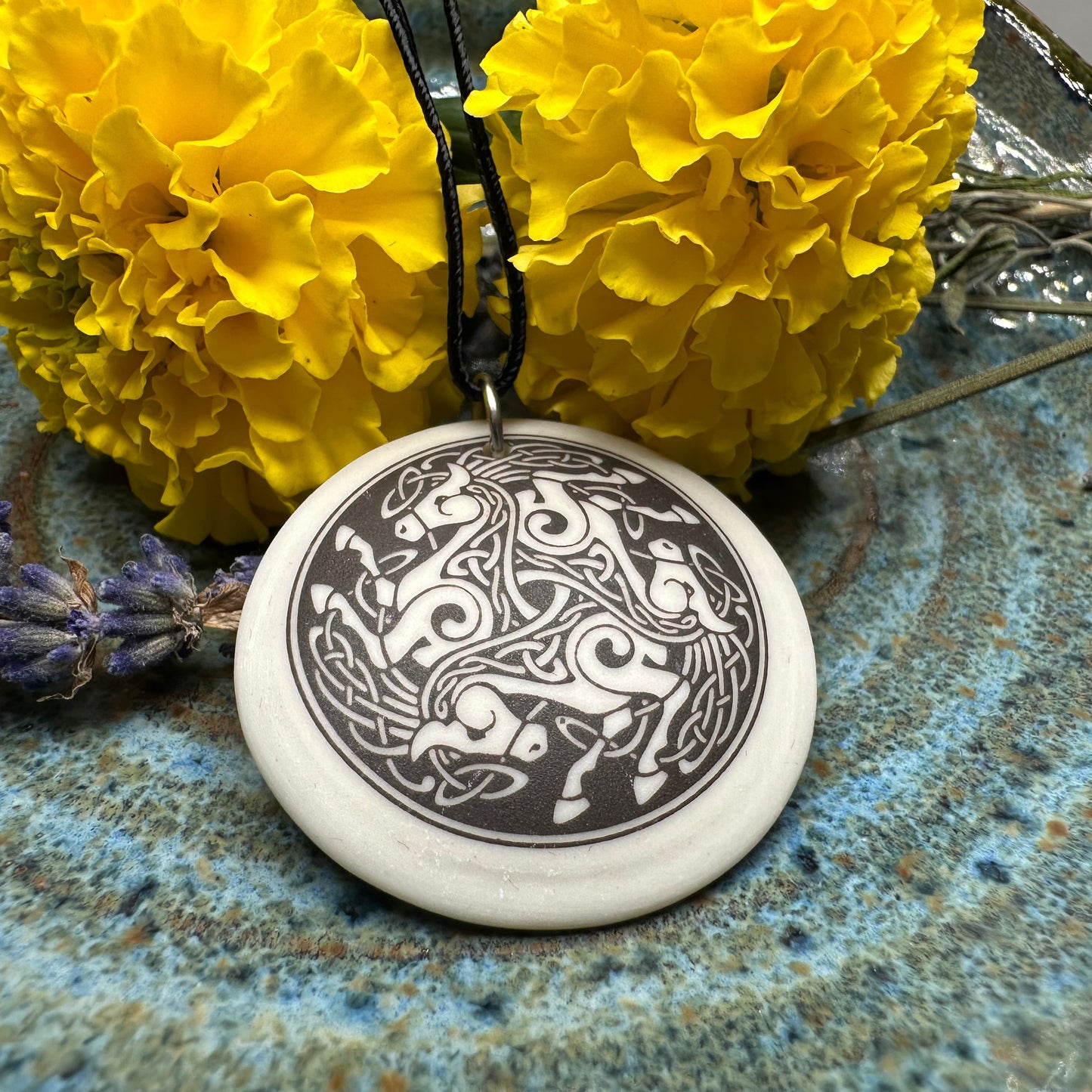 Artisan Celtic Triple Horse Necklace - Handmade in the U.S.A.