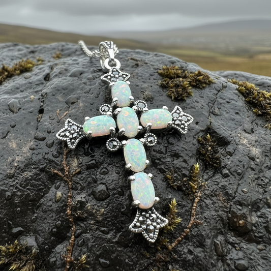 Eyrlis Marcasite Cross Necklace in Sterling Silver