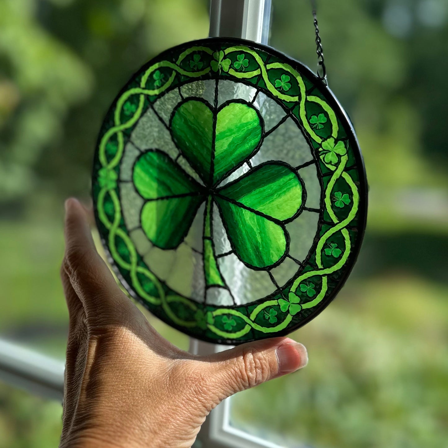 Ireland Forever Shamrock Stained Glass Gift