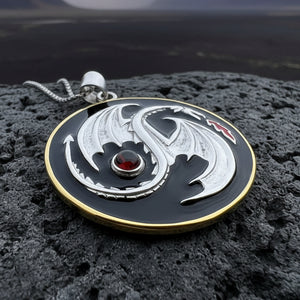 Collier Pendentif Dragon Yin Et Yang Blanc Et Noir - Neuf Avec étiquettes - Bijou Fantaisie