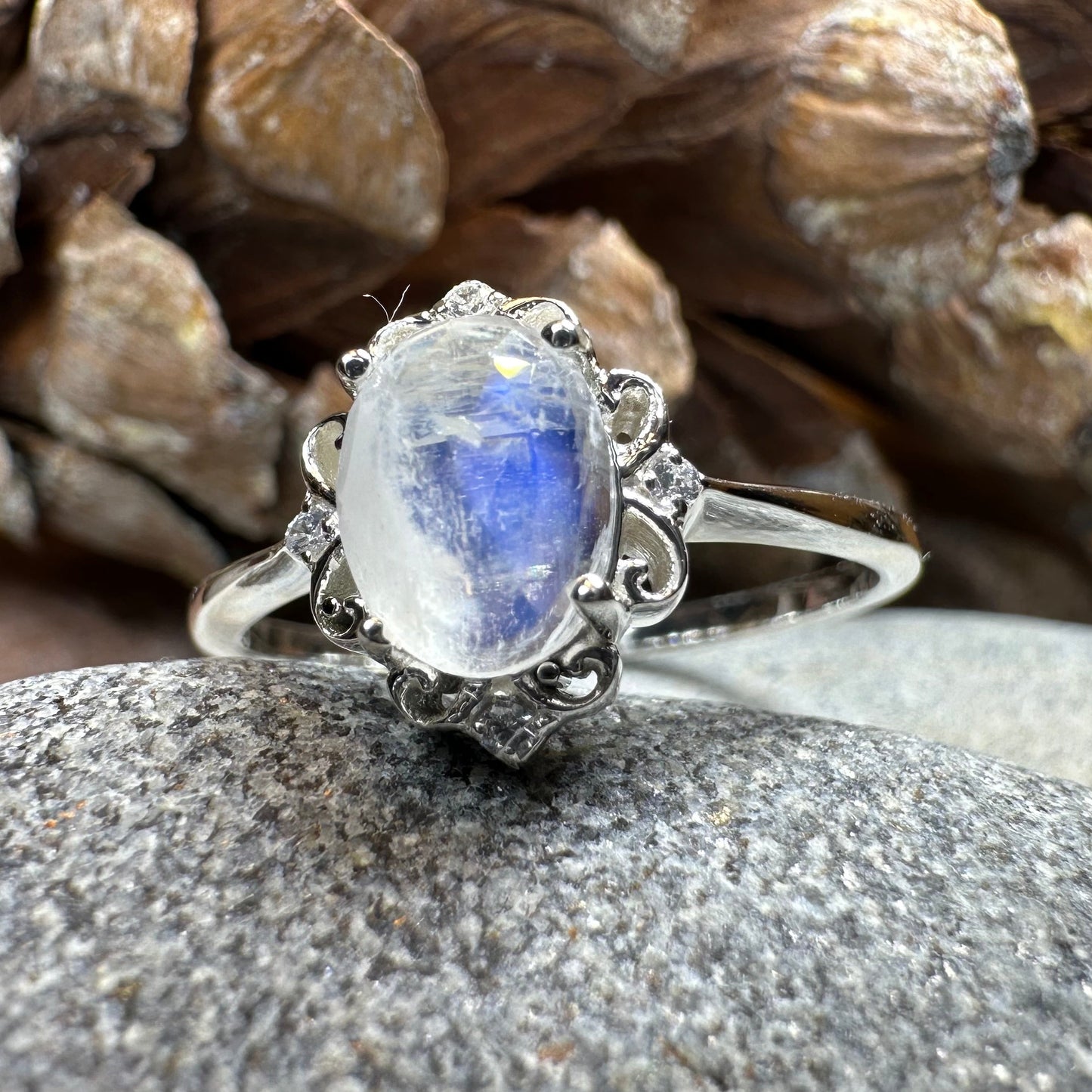 Allora Moonstone Ring in Sterling Silver