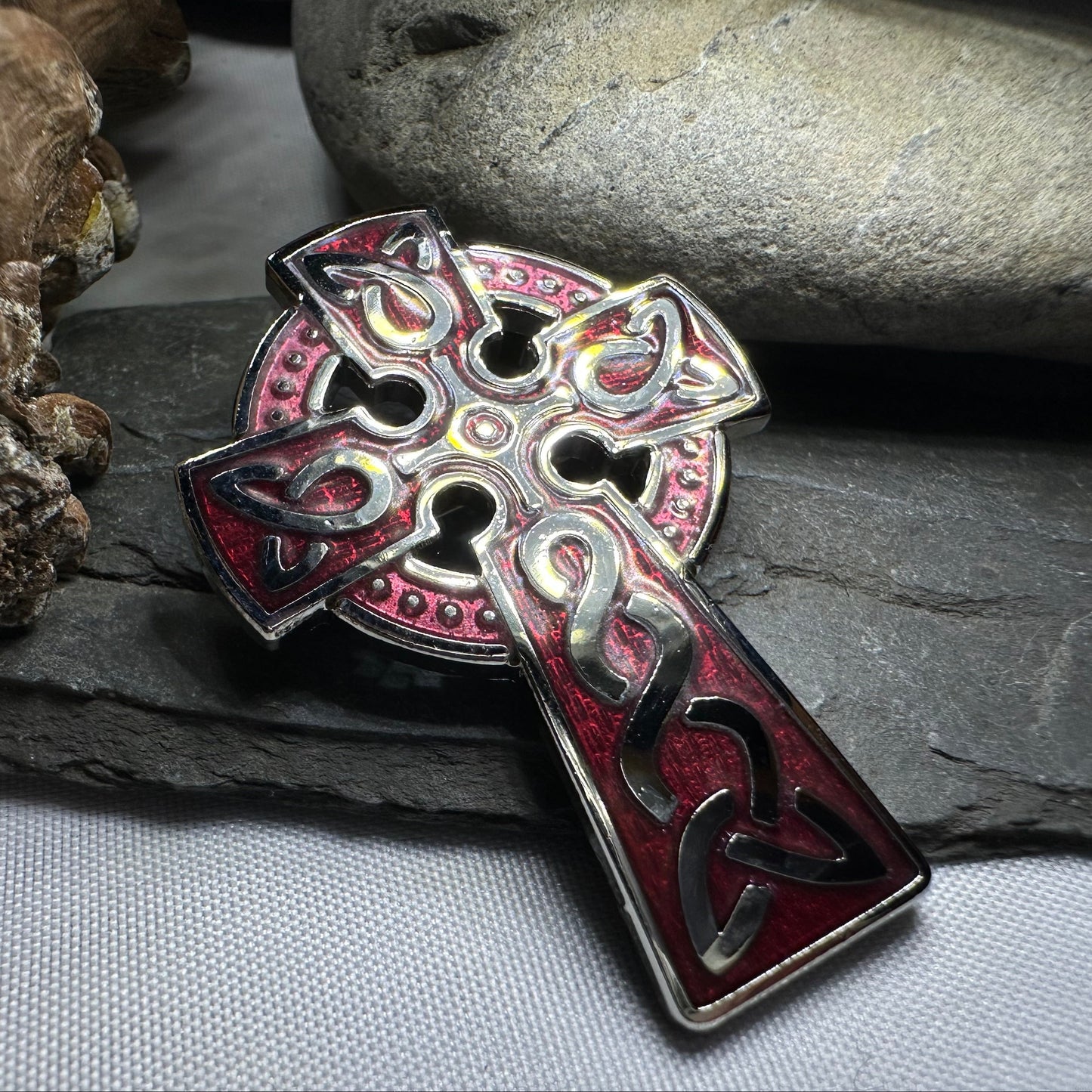Enamel Celtic Cross Brooch — view 5