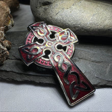 Load image into Gallery viewer, Enamel Celtic Cross Brooch
