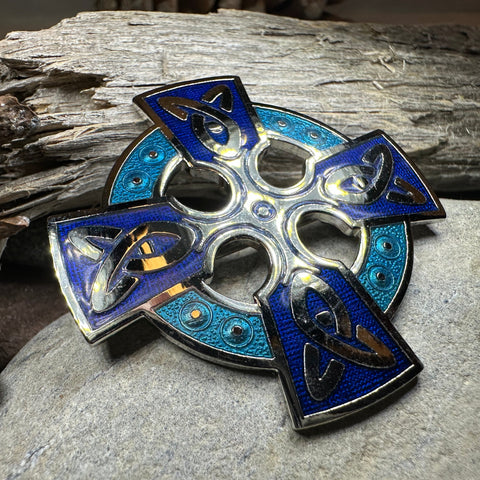 Load image into Gallery viewer, Enamel Celtic Cross Brooch
