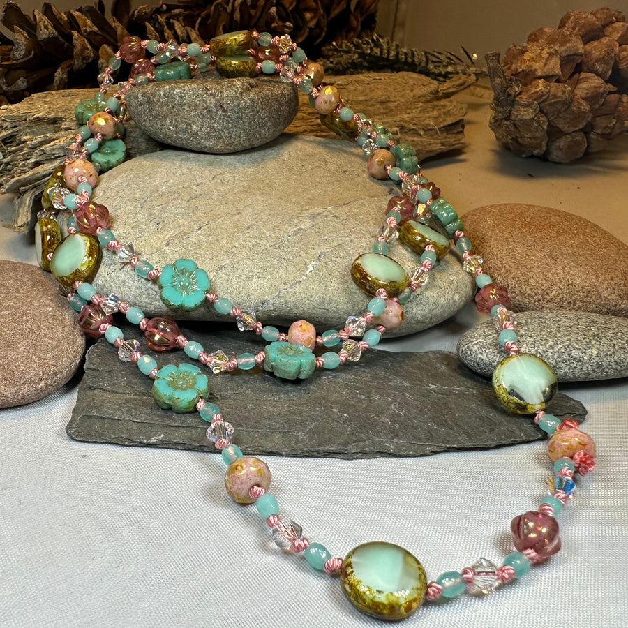Pink Beach Blossom Long Necklace