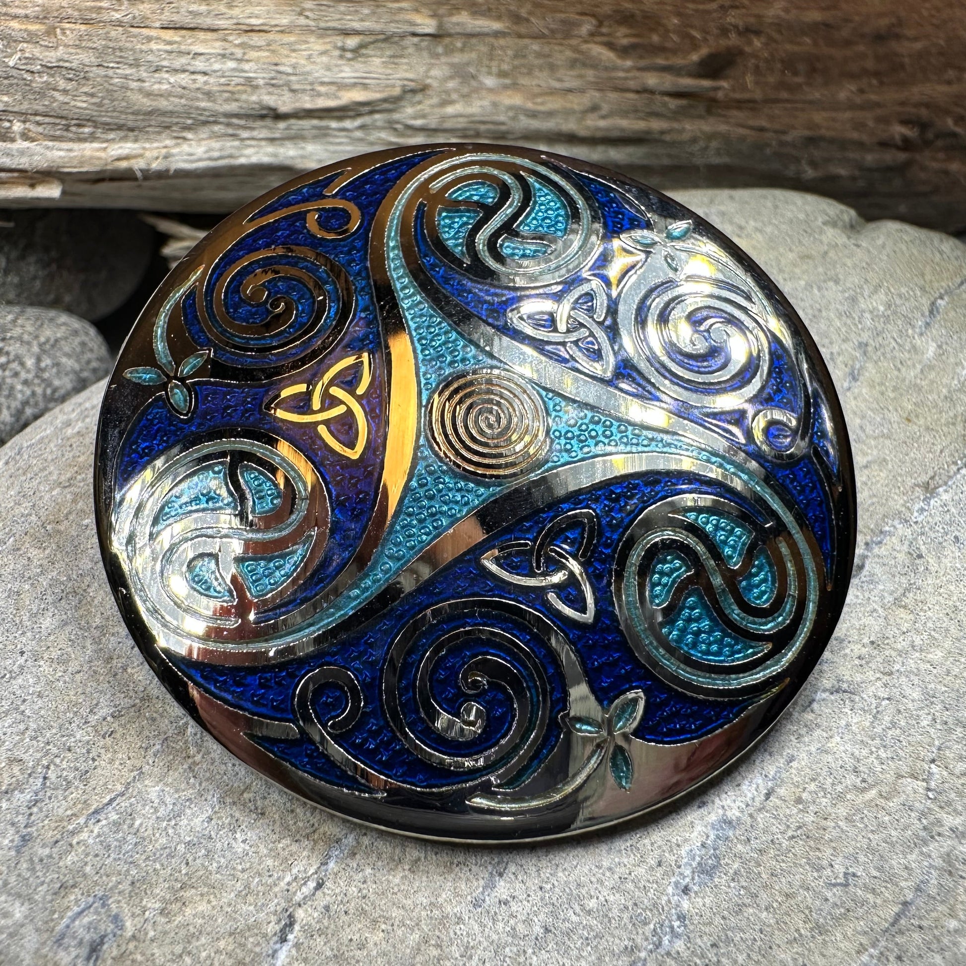 Round Enamel Triskele Knot Brooch — view 10