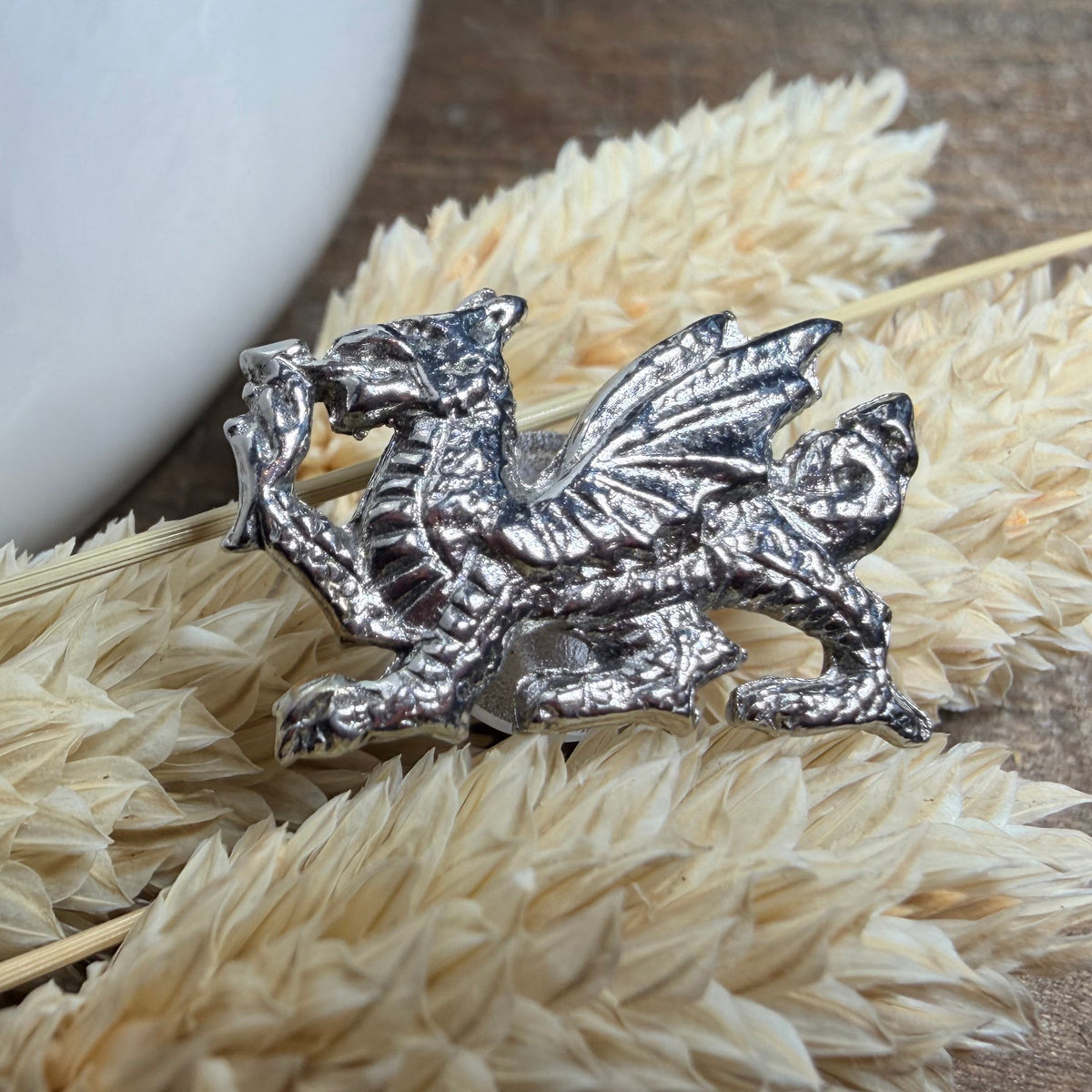 Welsh Dragon Lapel Pin in Pewter