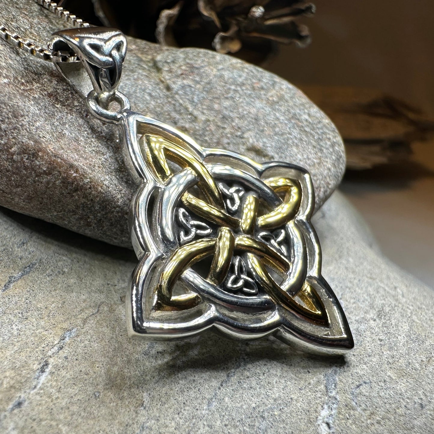 Classic Quaternary Knot Necklace in Sterling Silver