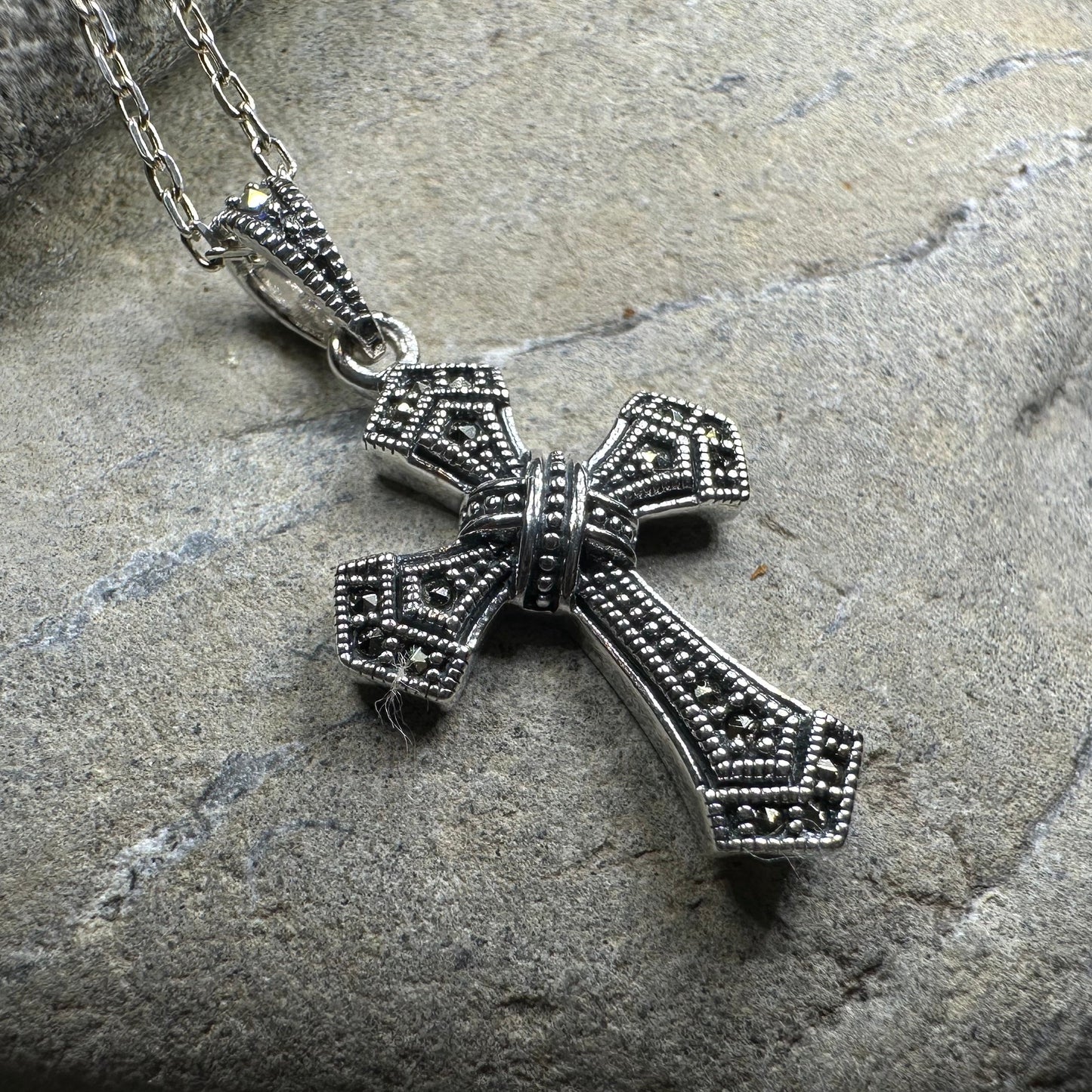 Adain Marcasite Cross Necklace