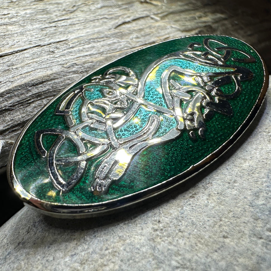 Enamel Celtic Dragon Pin — Mythic Jewelry