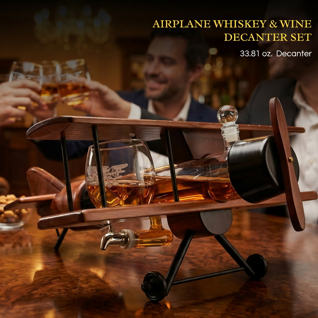Whiskey Decanter Airplane Set Premium Barware