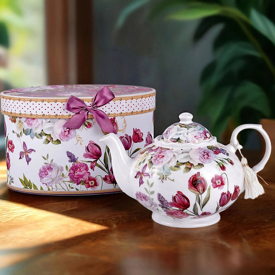 Tulips Fine China Teapot