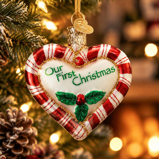 Peppermint Heart Ornament - Our First Christmas