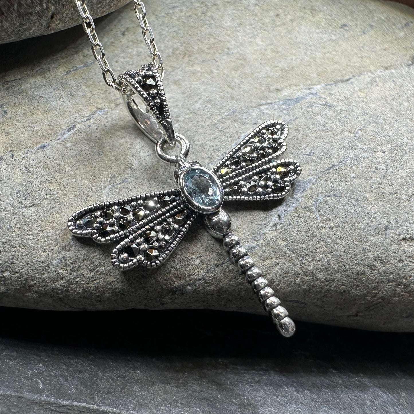 Hope Marcasite Dragonfly Necklace