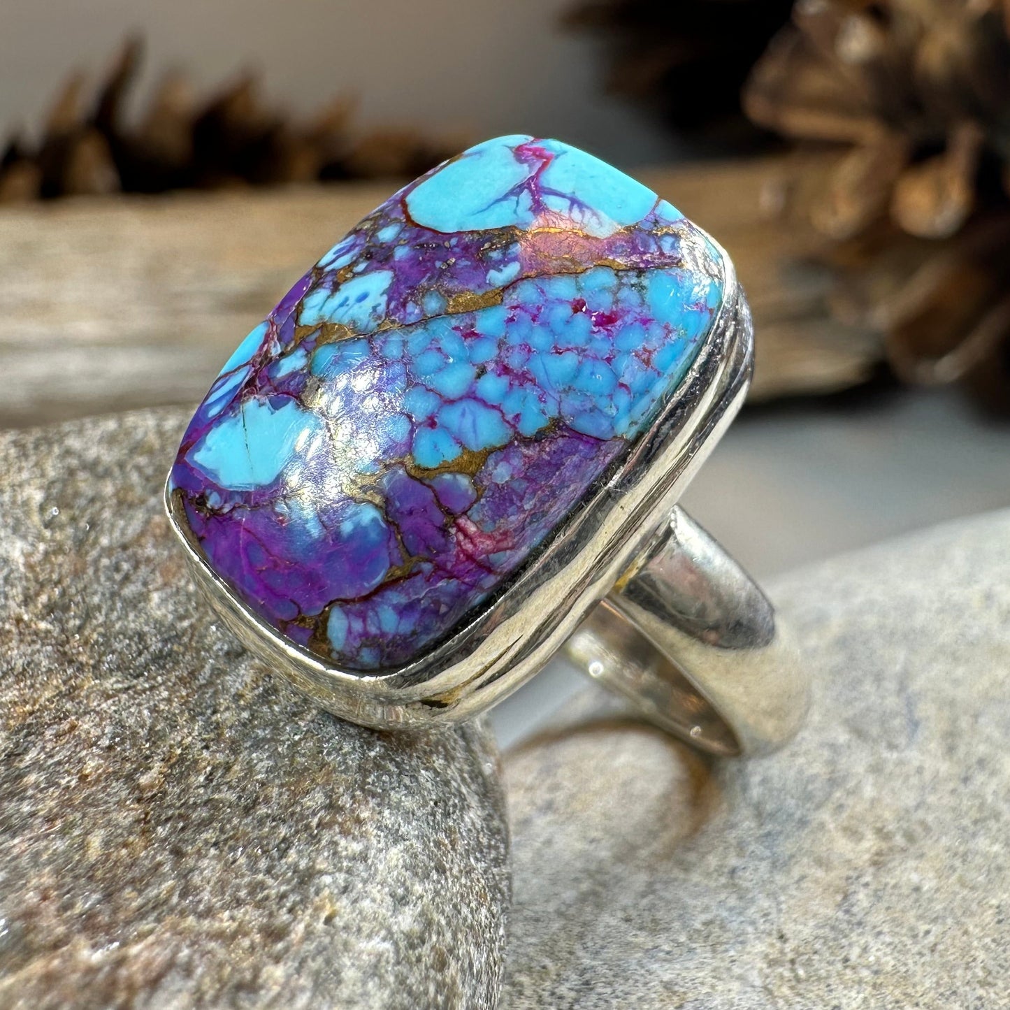 Purple Dahlia Turquoise Ring in Sterling Silver
