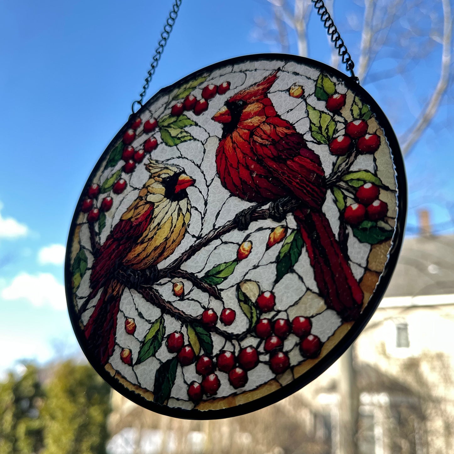 Always Near Cardinal Couple Suncatcher