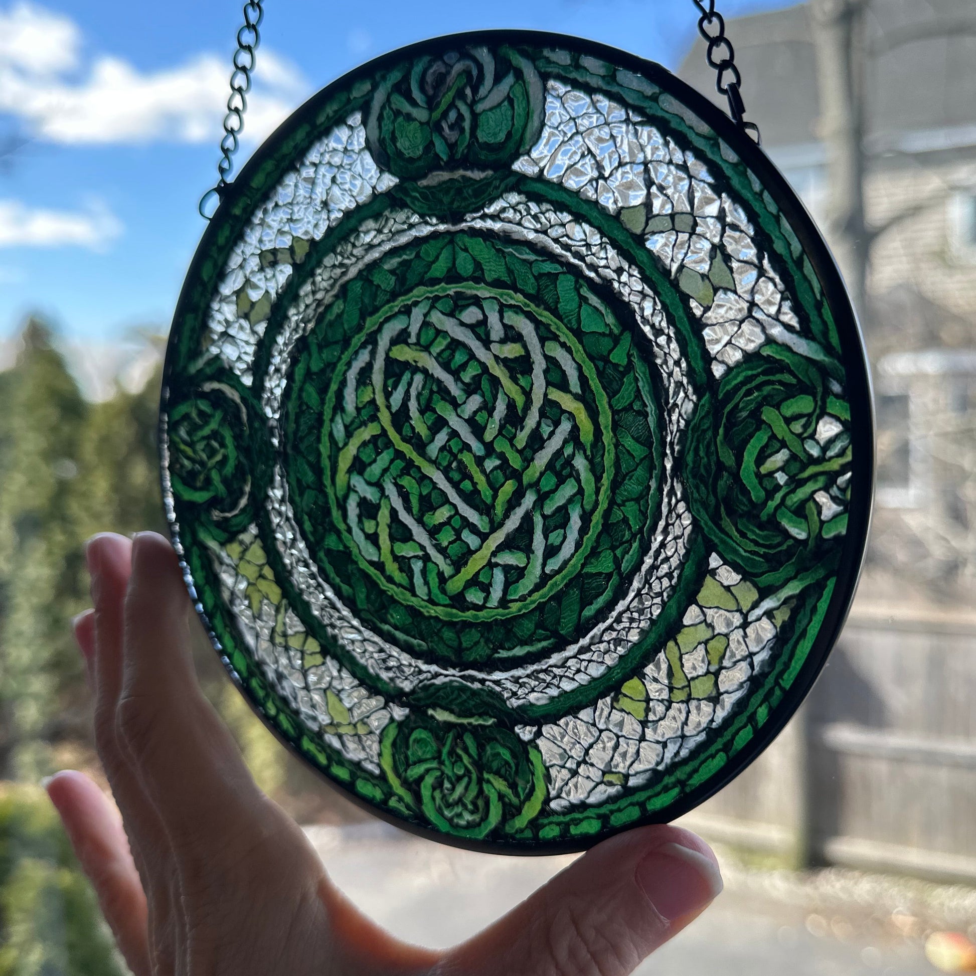 Emerald Green Celtic Knot Suncatcher — view 5