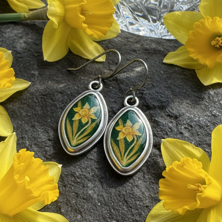 Daffodil Art Earrings - Handmade in the U.S.A.