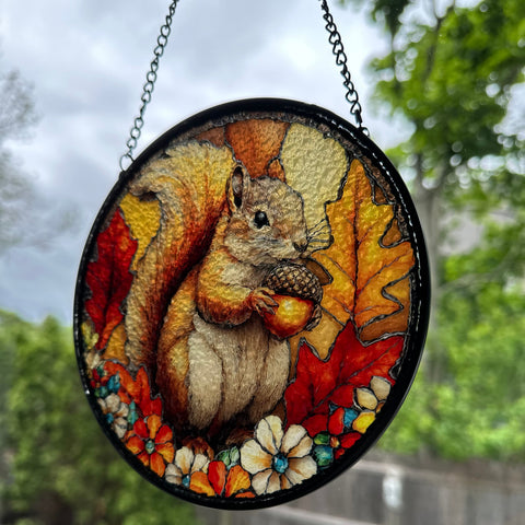 Load image into Gallery viewer, Autumn Squirrel Suncatcher
