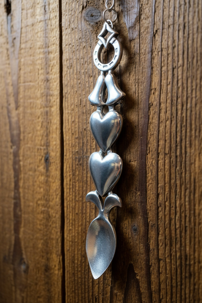 Traditional Welsh Love Spoon in Pewter