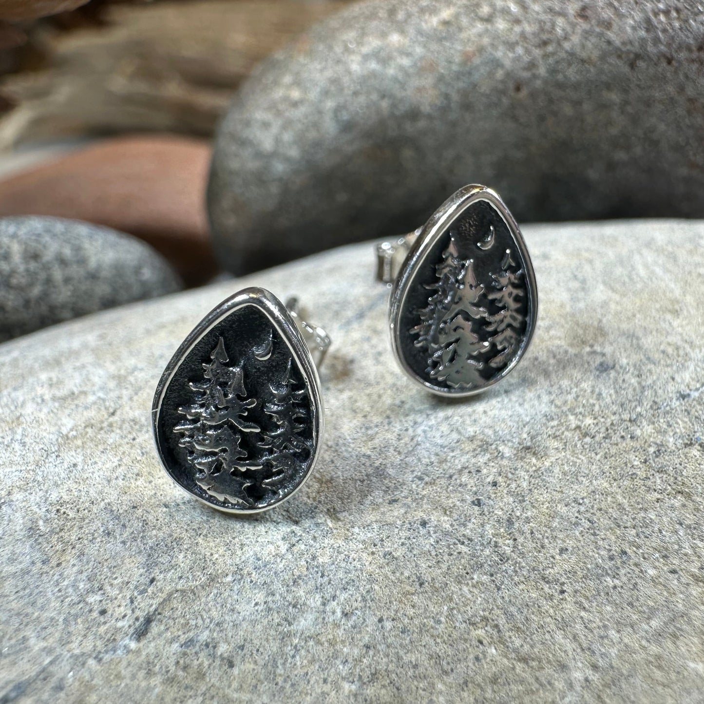 Deep Forest Pine Tree Stud Earrings — view 2
