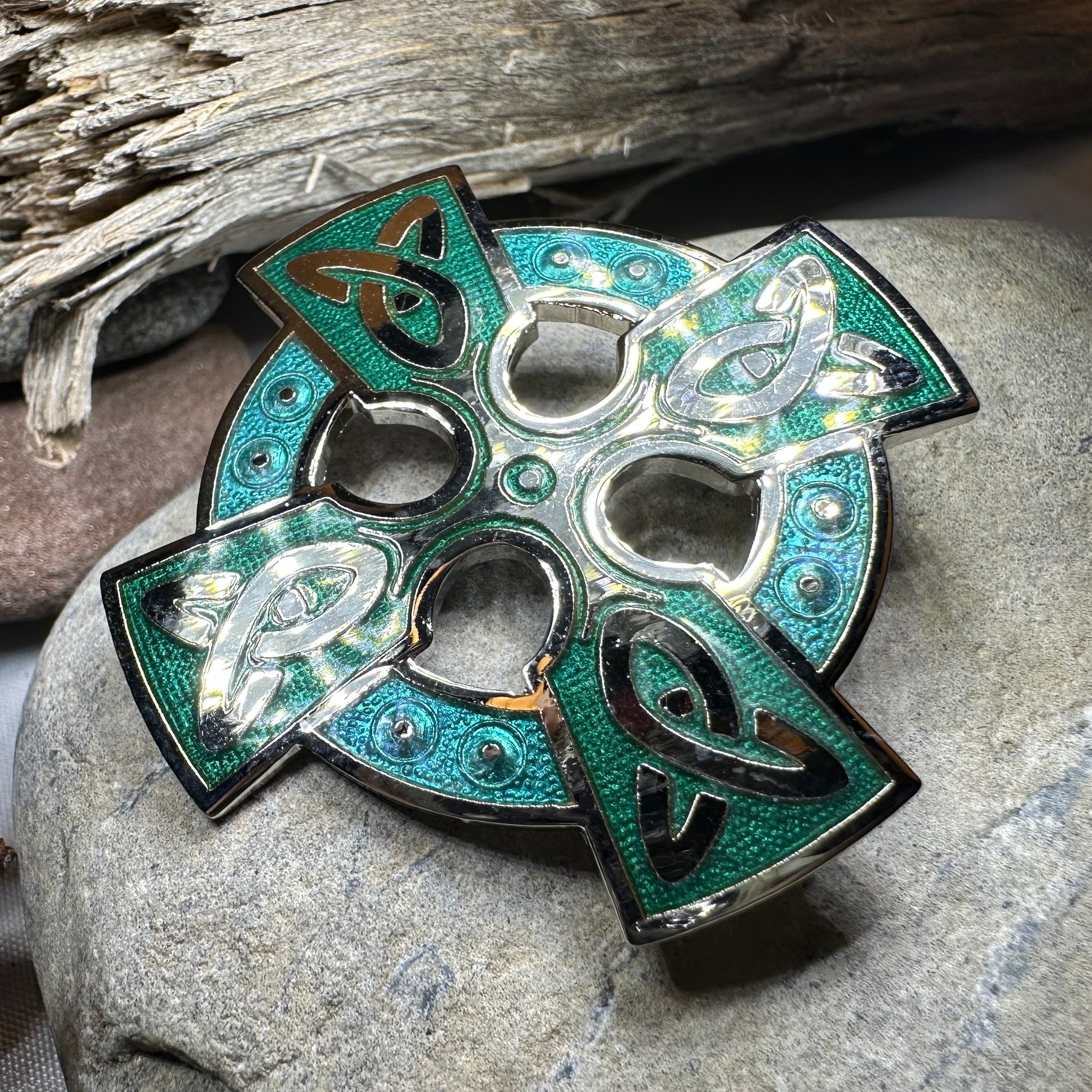 Enamel Celtic Cross Brooch — view 11