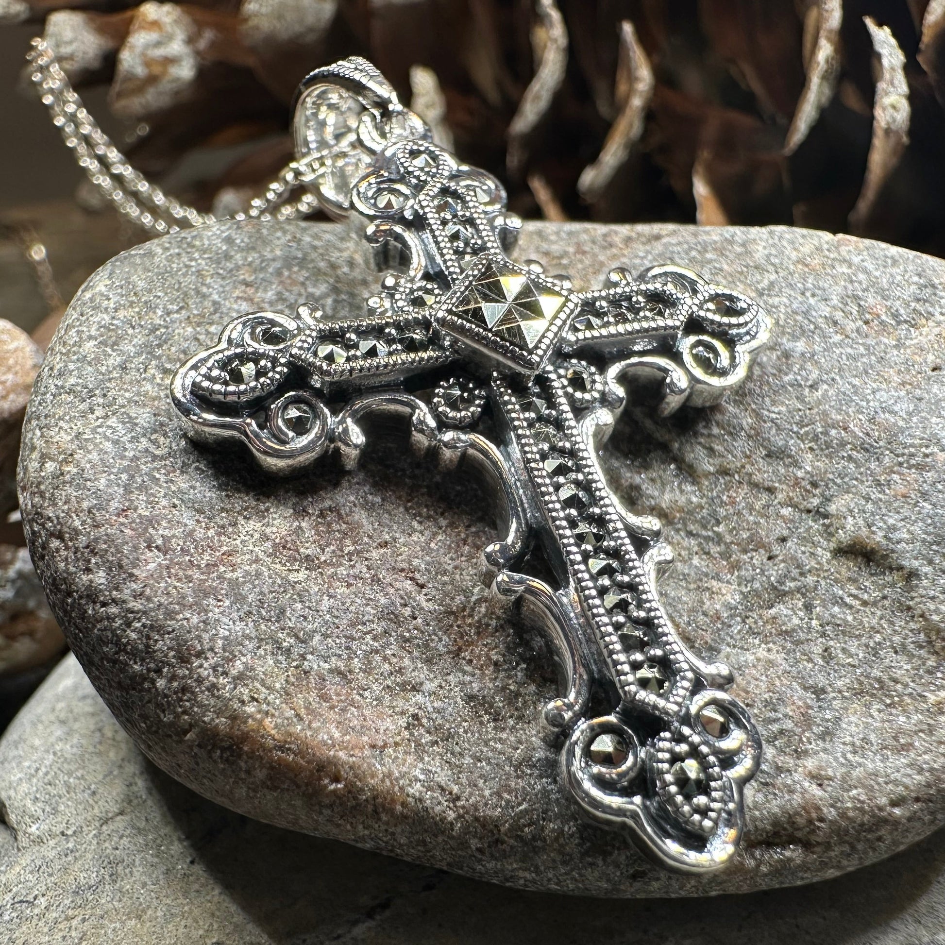 Jehanne Marcasite Cross Necklace — view 2