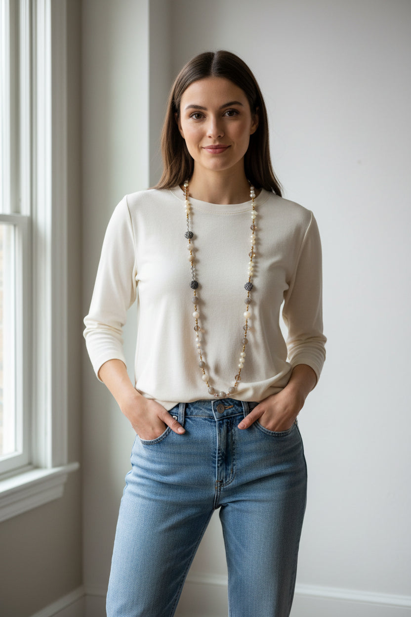 Lavender Blossom Long Necklace