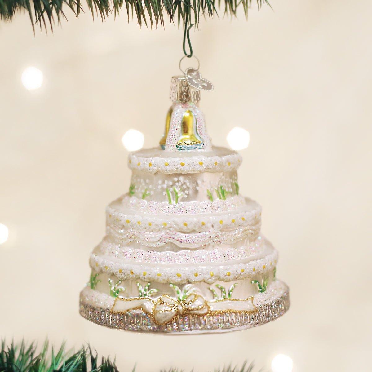 Wedding Cake Christmas Ornament - Handblown Glass