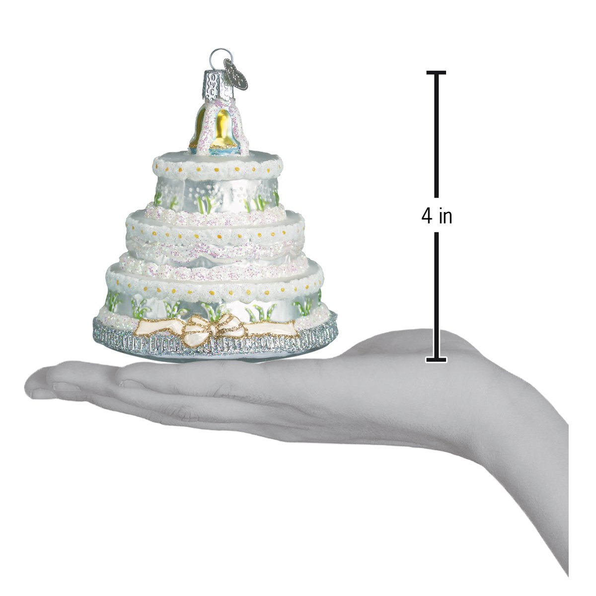 Wedding Cake Christmas Ornament - Handblown Glass