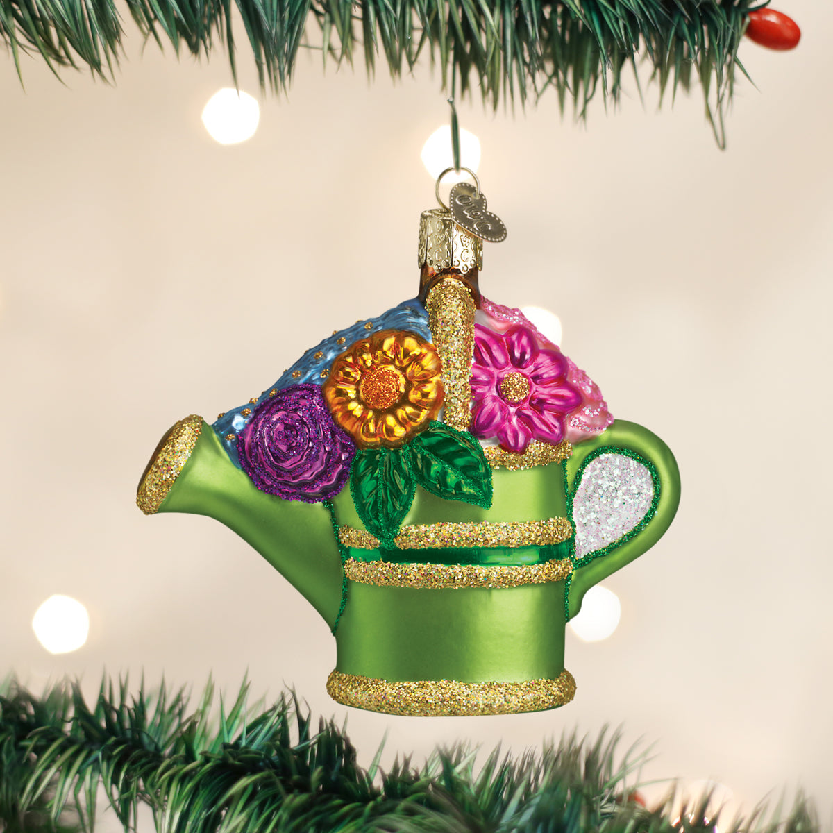 Gardener's Watering Can Ornament - Handblown Glass