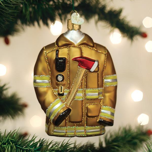 Firefighter's Coat Ornament - Handblown Glass
