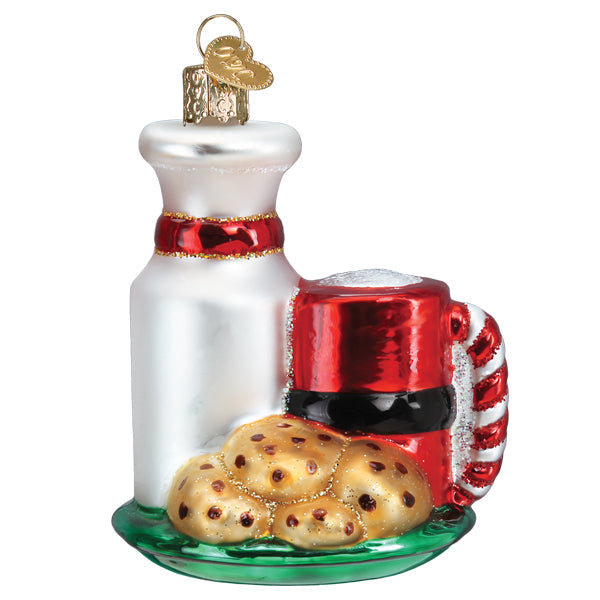 Santa's Milk & Cookies Ornament - Handblown Glass