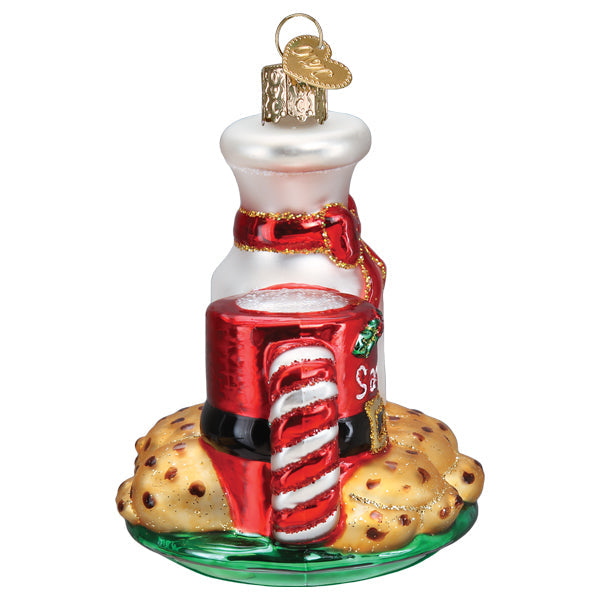 Santa's Milk & Cookies Ornament - Handblown Glass