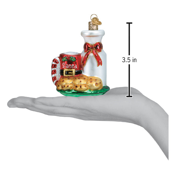 Santa's Milk & Cookies Ornament - Handblown Glass