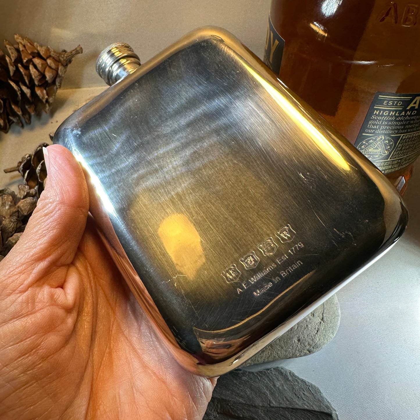 Faithful Friend Spaniel Pewter Hip Flask - Handmade in England