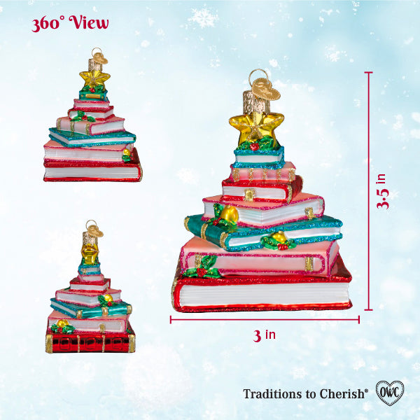 Book Club Tree Ornament - Handblown Glass