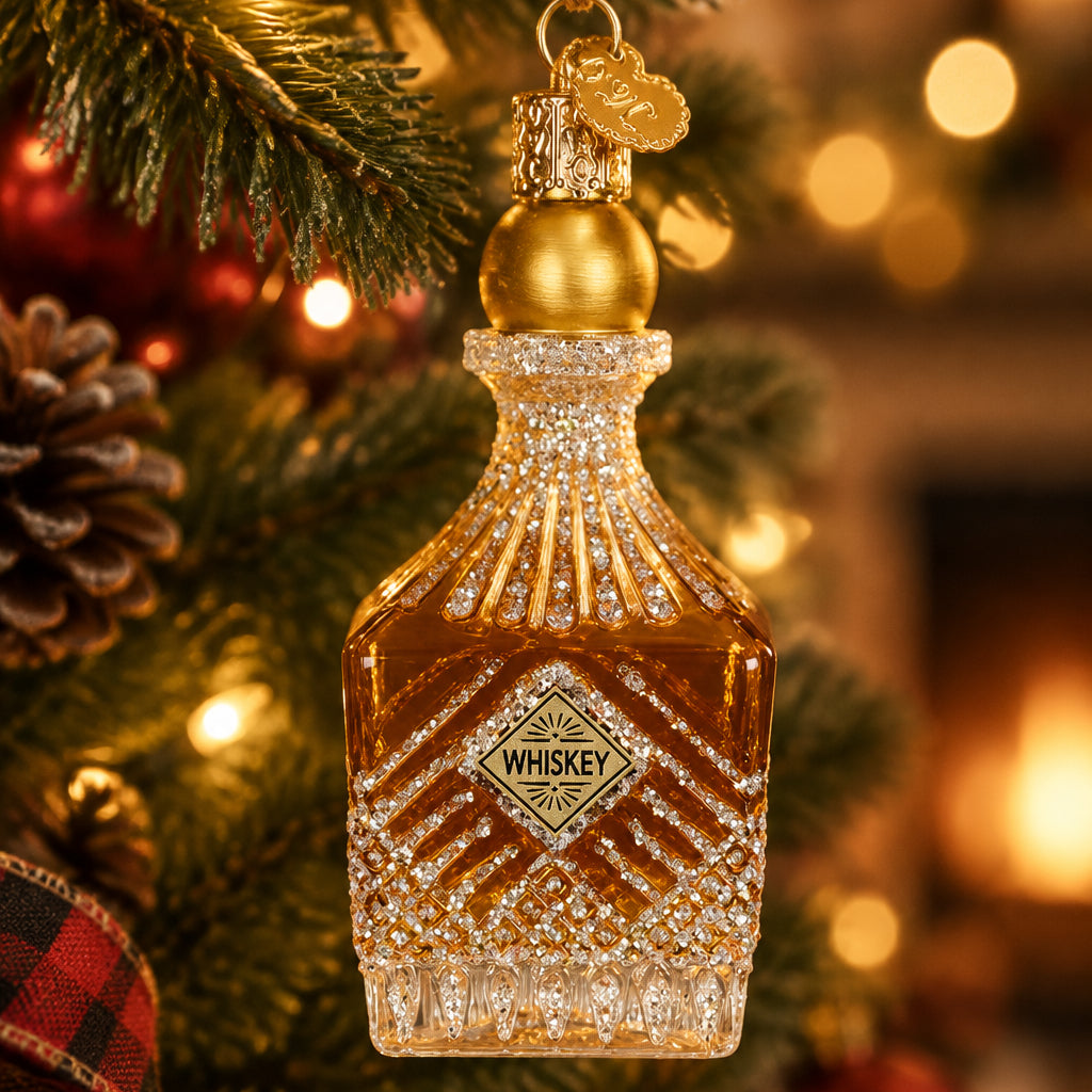 Whiskey Bottle Decanter Ornament - Handblown Glass