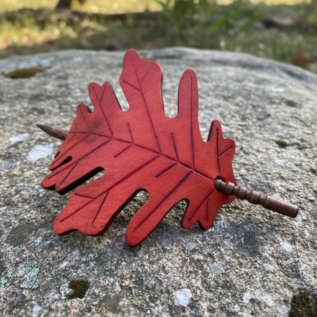 Large Oak Leaf Leather Hair Slide for Women