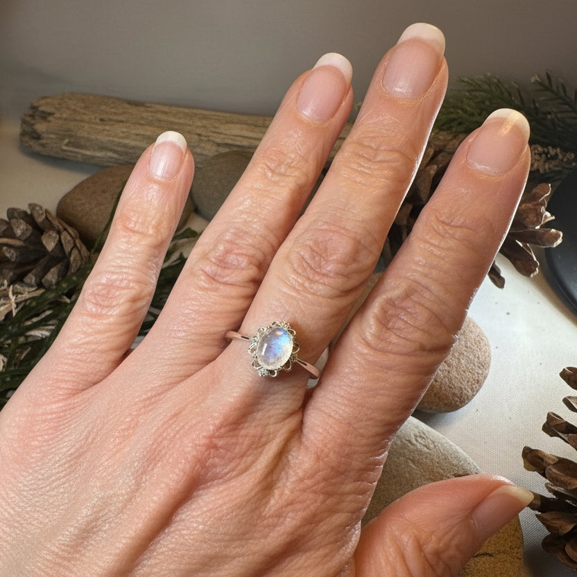 Allora Moonstone Ring in Sterling Silver