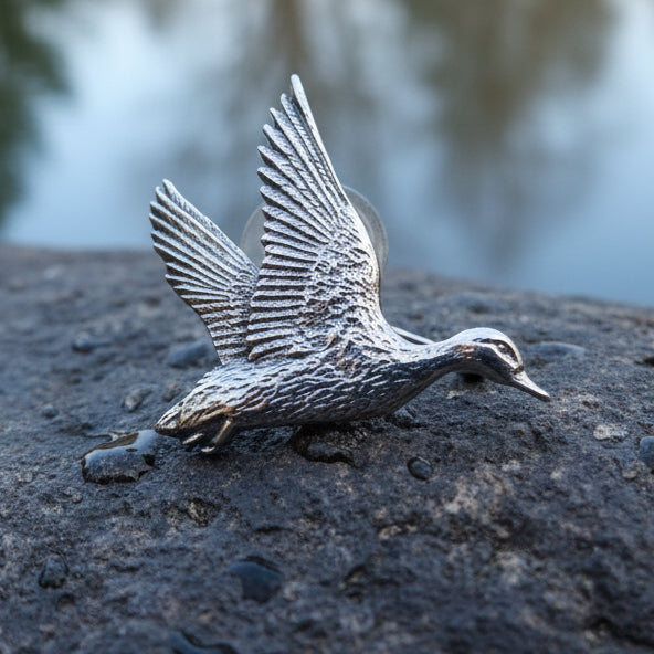 Pewter Duck Lapel Pin - Handmade in Scotland