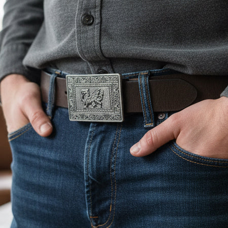 Celtic Welsh Dragon Kilt Belt Buckle - Handmade in Scotland