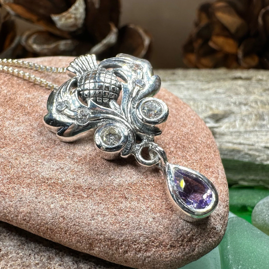 Scottish Aberdeen Thistle Necklace in Sterling Silver — view 7