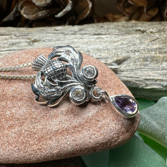 Scottish Aberdeen Thistle Necklace in Sterling Silver — view 8