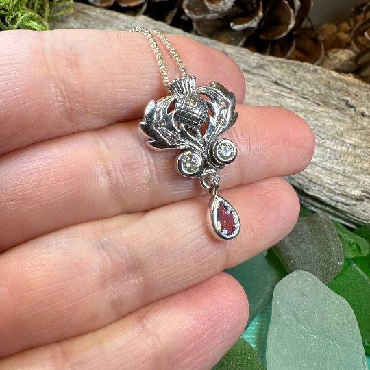 Scottish Aberdeen Thistle Necklace in Sterling Silver — view 6