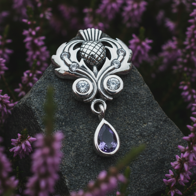 Scottish Aberdeen Thistle Necklace in Sterling Silver
