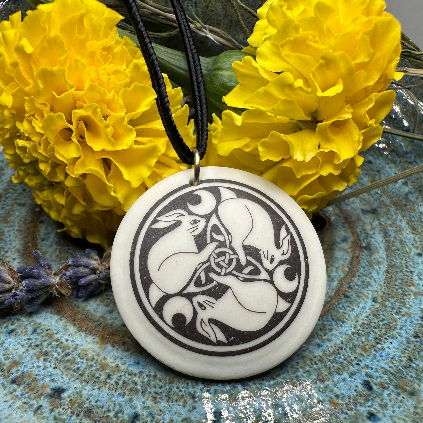 Artisan Celtic Triple Rabbit Necklace - Handmade in the U.S.A.
