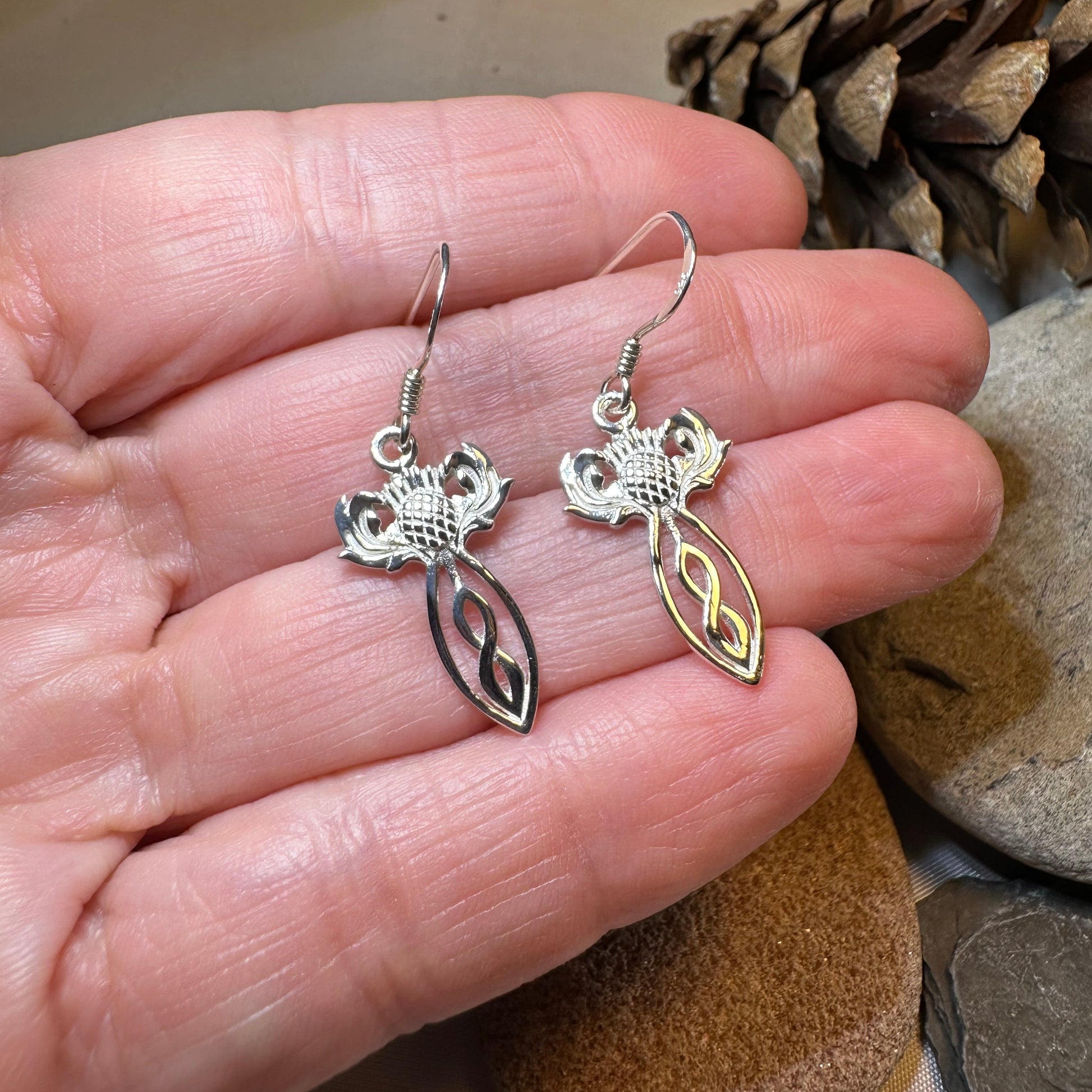 Branka Scottish Thistle Earrings in Sterling Silver — view 5