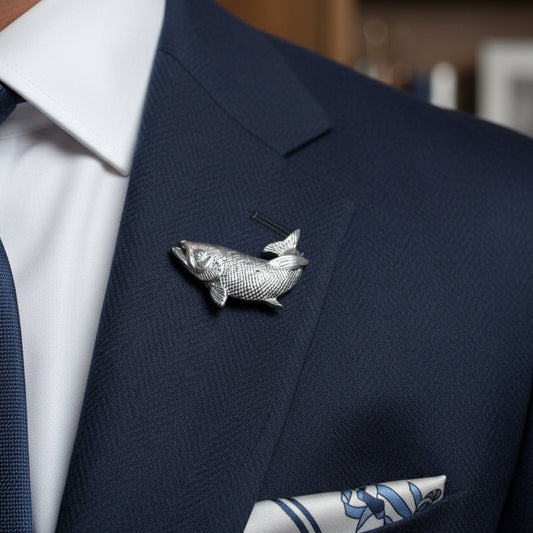 Pewter Trout Fish Lapel Pin - Handmade in Scotland